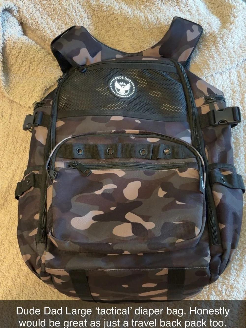 Large Camo Tactical Diaper Bag Backpack - Brown Camo